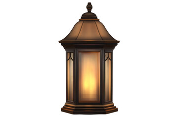 Fototapeta premium Decorative patio lantern shining warmly in the evening, perfect for outdoor gatherings and cozy settings