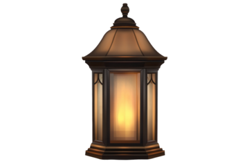 Decorative patio lantern shining warmly in the evening, perfect for outdoor gatherings and cozy settings