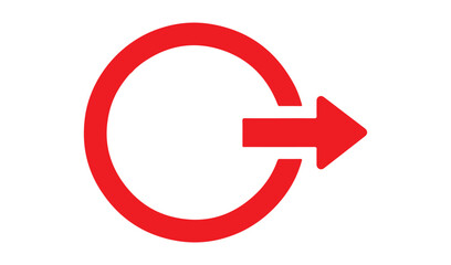 Red arrow entering a circular loop symbol