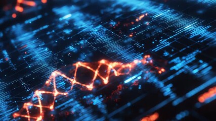 Dna helix structure on digital circuit board background - Powered by Adobe