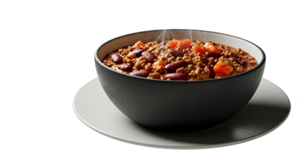 Isolated Bowl Of Hearty Chili With Kidney Beans And Tomatoes