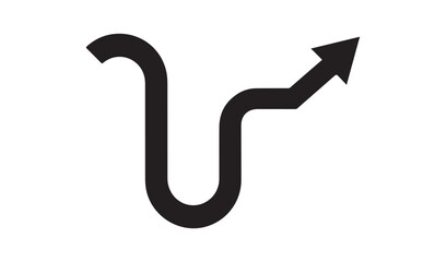 Abstract black wavy line with an arrow pointing up and right