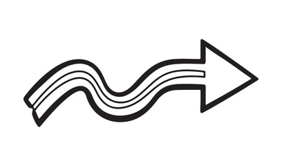 Hand drawn wavy arrow pointing to the right with parallel lines