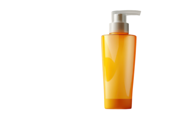 Sunscreen bottle isolated on a transparent background ideal for summer skincare and sun protection