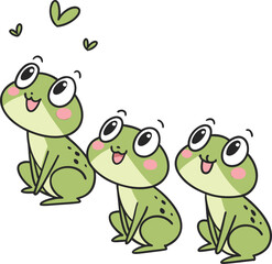 Playful Trio of Happy Frogs
