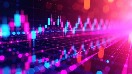Futuristic Digital Stock Market Candlestick Chart Visualization.