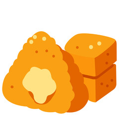 Fried cheese sticks with melted filling, crispy savory snack element perfect for fast food, cafe, or illustration design.