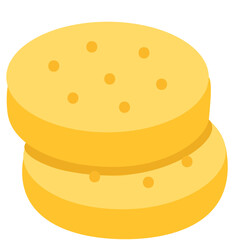Round butter cookies with small holes, crunchy baked snack element perfect for cafe, bakery, or sweet food illustration.