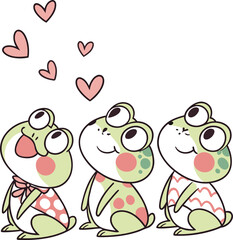Three Frogs Playing in Harmony