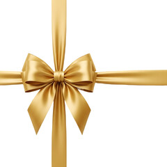 Fototapeta premium Elegant gold ribbon bow isolated on transparent background, perfect for gift wrapping, decoration, and festive occasions