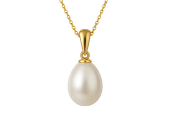 Gold chain necklace with elegant pearl pendant