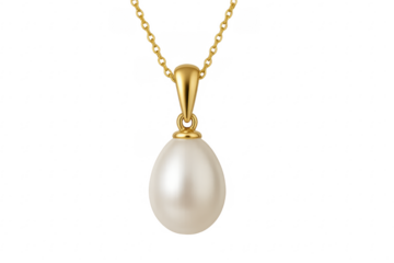 Gold chain necklace with elegant pearl pendant