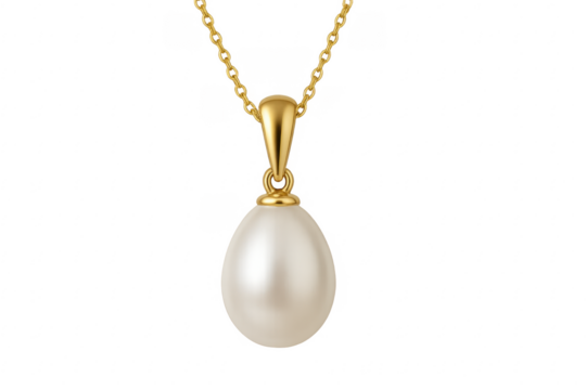 Gold chain necklace with elegant pearl pendant