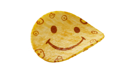 Isolated chip illustration with happy face and small circles pattern