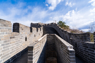 Fototapeta premium The Great Wall in spring, the mountains are full of flowers