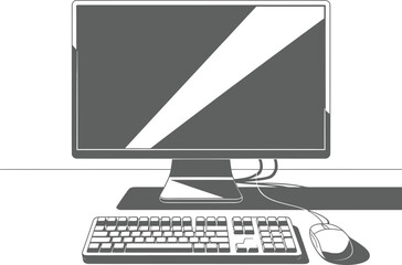 Fototapeta premium Vector Workspace: Monitor, Keyboard, and Mouse.