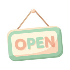 Charming open sign welcomes customers to your store with a pastel vintage aesthetic and friendly invitation