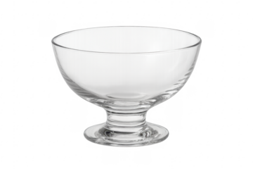 Empty glass dessert bowl creating clear transparency