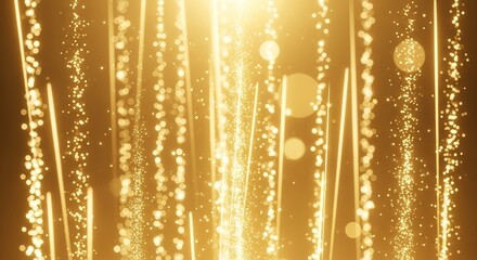 Luminous Gold Dust Falling in a Shimmering Cascade.