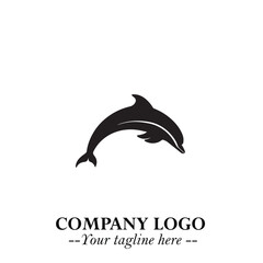 Fototapeta premium Dolphin Logo Symbol in Elegant Minimalist Vector Design for Modern Marine and Oceanic Branding