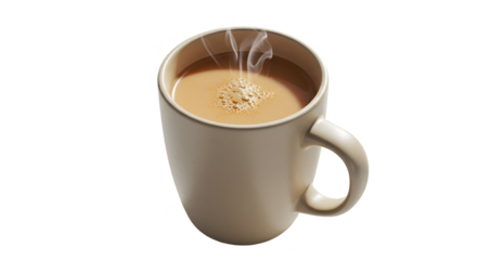 Isolated Coffee Mug With Steam And Flakes On Top