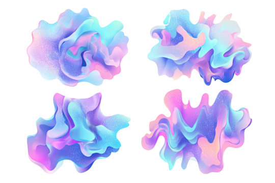 Abstract shapes, fluid forms, vibrant colors