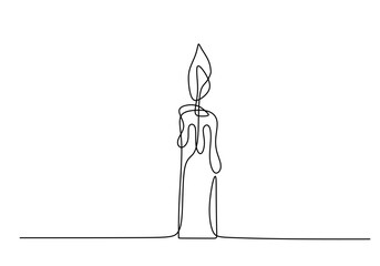 Continuous Line Drawing of a Burning Candle