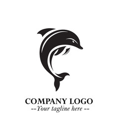 Dolphin Logo Symbol in Elegant Minimalist Vector Design for Modern Marine and Oceanic Branding