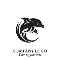 Dolphin Logo Symbol in Elegant Minimalist Vector Design for Modern Marine and Oceanic Branding