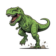 Obraz premium Angry Green T-Rex Cartoon Illustration
