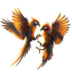 Obraz premium Illustration of Two Birds With Orange and Brown Feathers