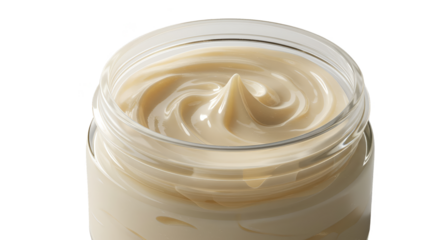 Isolated Cosmetic Cream Jar With Swirl Texture On Transparent Background