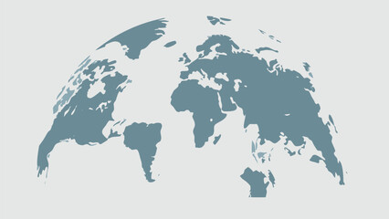 A world map projection showing continents in a muted blue color scheme against a white background view