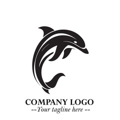 Dolphin Logo Symbol in Elegant Minimalist Vector Design for Modern Marine and Oceanic Branding