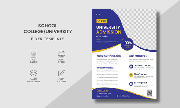School, college, university admission flyer template design, kids education brochure leaflet, poster template design
