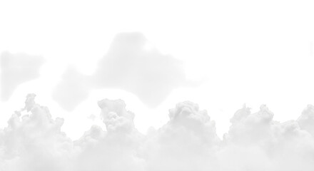 Obraz premium Abstract cloudscape design monochromatic white clouds on dark backdrop isolated layered effect design element isolated on transparent background