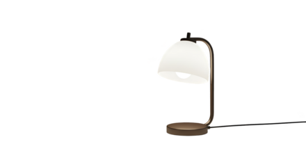 Isolated Desk Lamp with White Shade and Warm Light Bulb