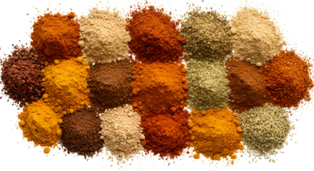 Collection of Spices Isolated Background Realistic Photo