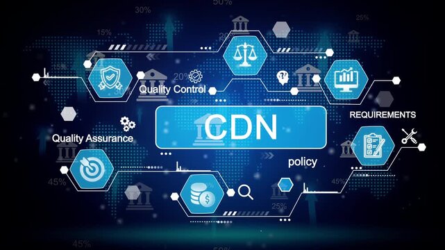 C D N Content Delivery Network Technology Network Infrastructure Data Transfer Global Connectivity Digital Information Flow Business Solutions Technology Concept