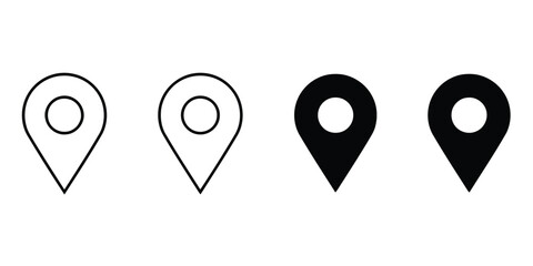 location pin, map marker, navigation, pointer, geolocation, destination, place, icon, symbol, outline, solid, fill, black, white, graphic, design, element, set, collection, simple, modern, interface, 