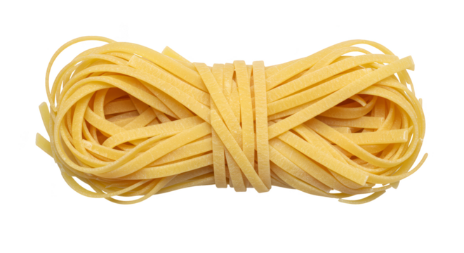 Isolated Egg Fettuccine Pasta on Transparent Background