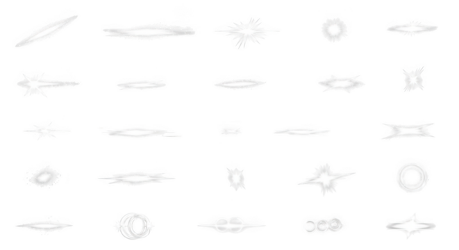 Collection of 24 white geometric elements brush strokes and shapes unique artistic grunge design isolated on transparent background