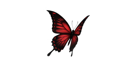 Illustration Realistic Red Butterfly Isolated on Transparent Background