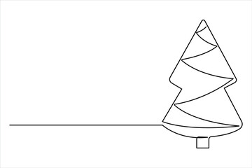 Christmas tree continuous one line art drawing of single line vector illustration