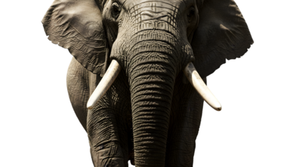 Isolated Elephant Photo Realistic Gray Tusked Animal