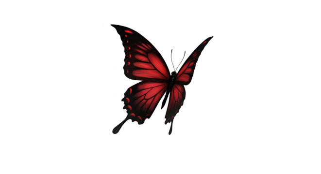 Illustration Realistic Red Butterfly Isolated on Transparent Background