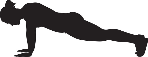 Gym Workout Silhouette of Push-Up Exercise Positions