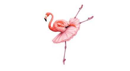 Isolated Flamingo Dancer PNG Realistic Image Pink Tulle Ballet Skirt