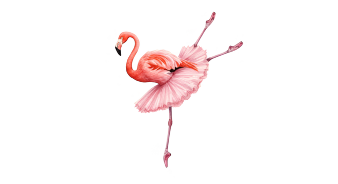 Isolated Flamingo Dancer PNG Realistic Image Pink Tulle Ballet Skirt