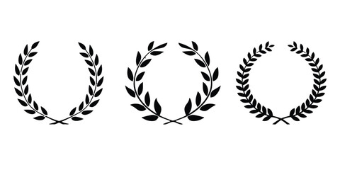 laurel wreath, wreath, award, victory, success, achievement, symbol, design element, graphic, illustration, black and white, isolated, emblem, crest, honor, prize, medal, competition, champion, foliag